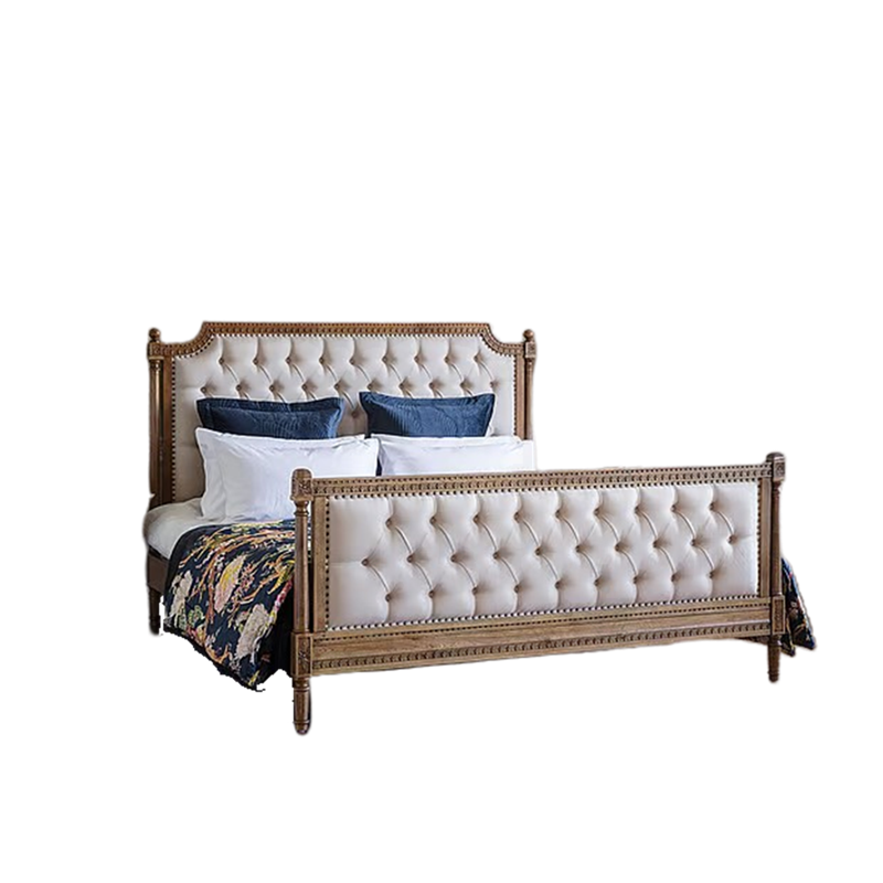 Luxury Bags Direct - Lit double en bois massif rétro