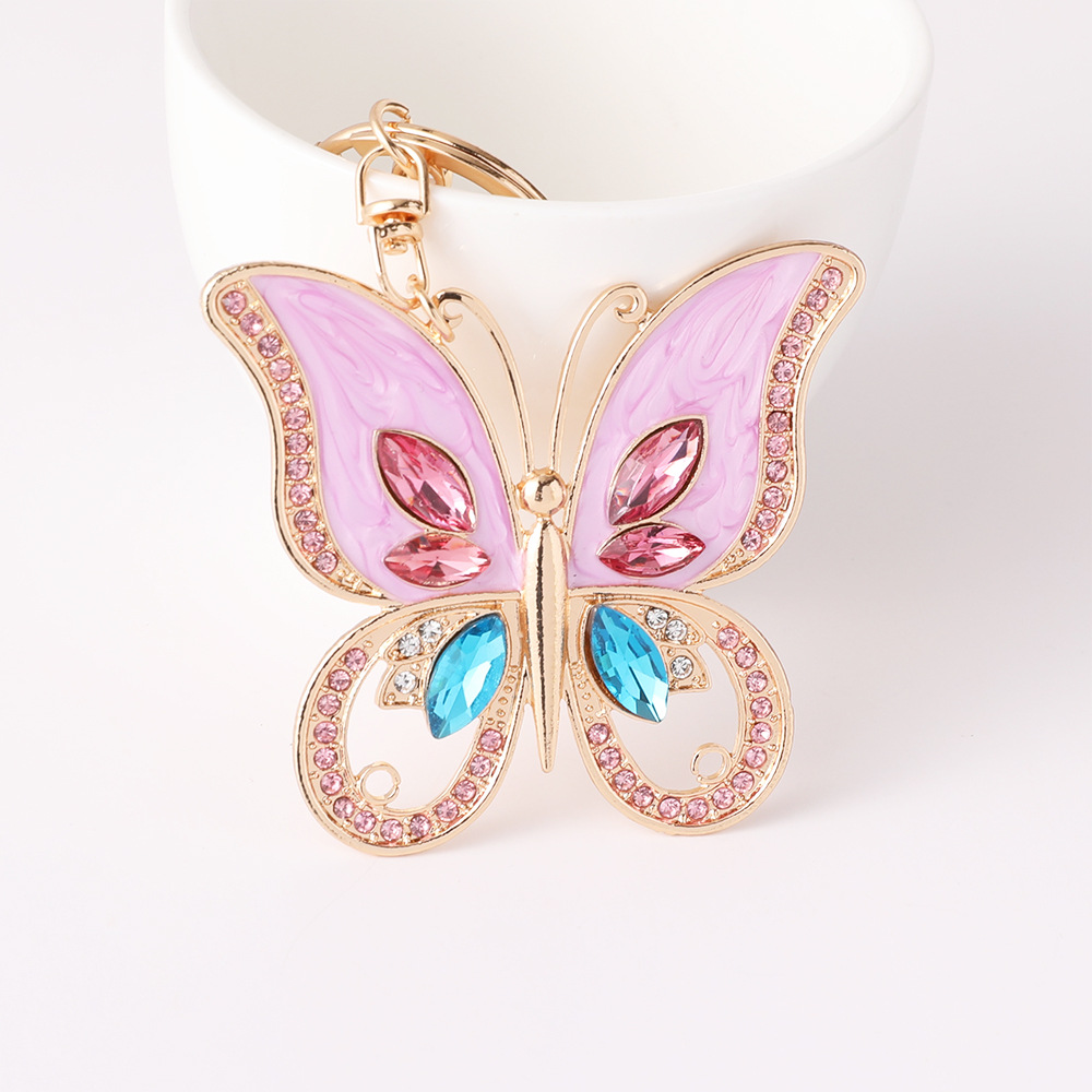 Luxury Bags Wholesale - Porte-clés de luxe papillon rose scintillant,