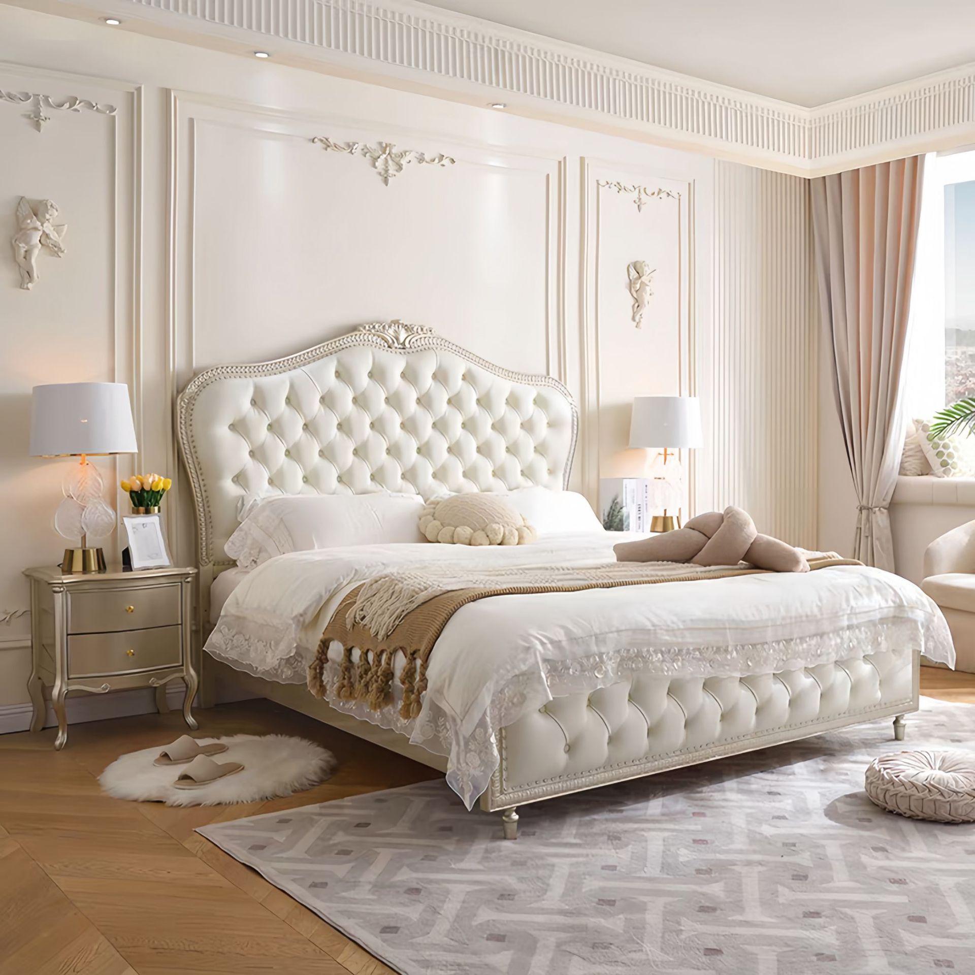 Lit double 1,8 m en bois massi - Luxury Bags Direct avis et prix