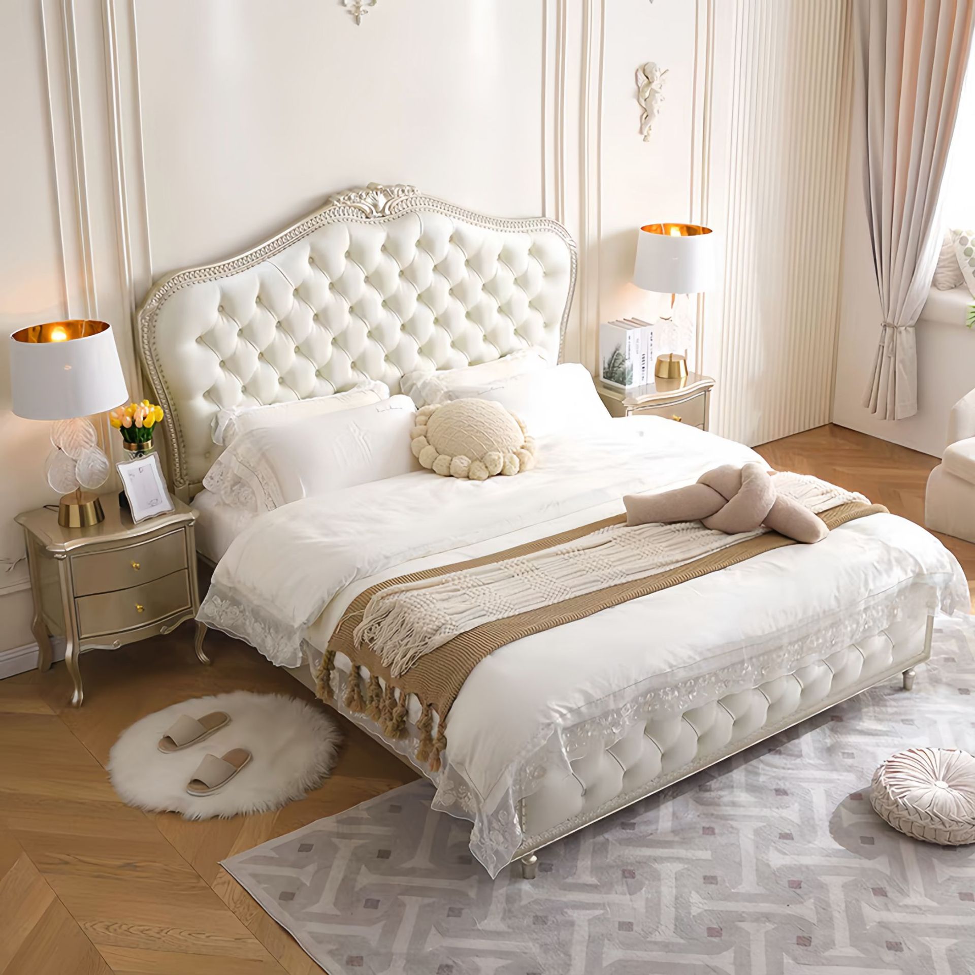 Lit double 1,8 m en bois massi - Luxury Bags Direct avis et prix
