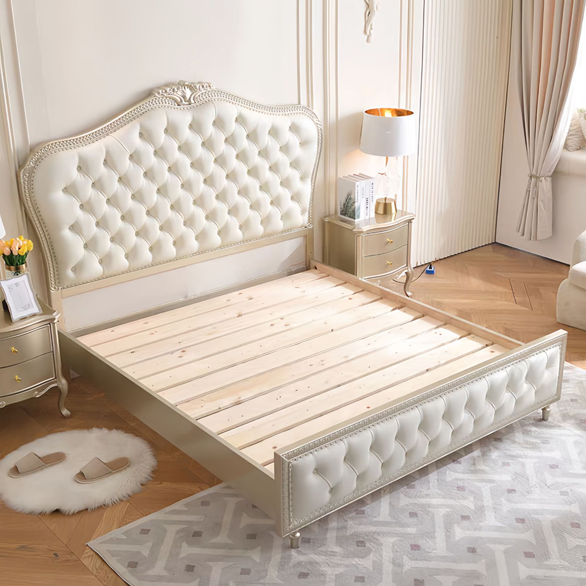 Lit double 1,8 m en bois massi - Luxury Bags Direct avis et prix